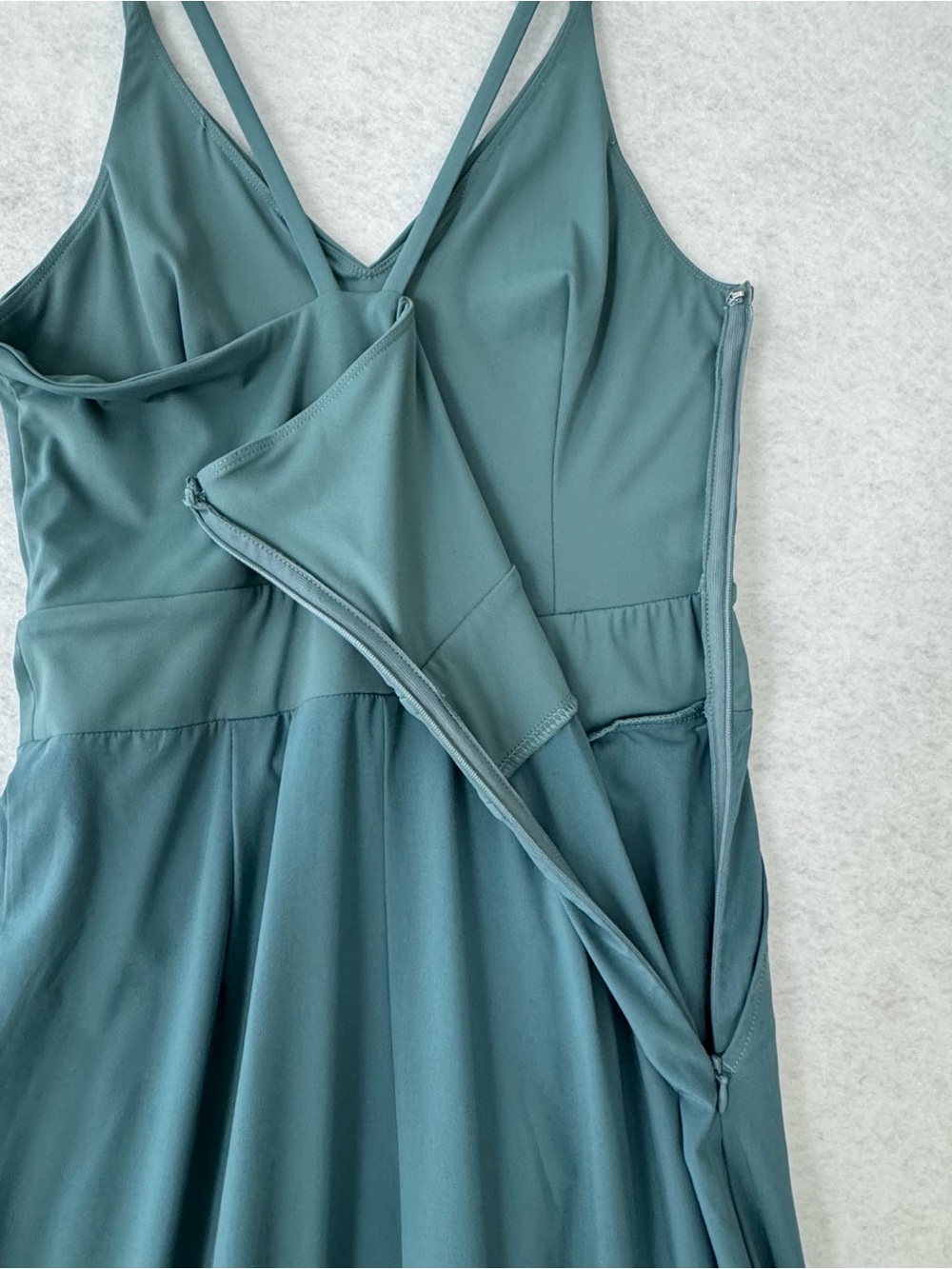 Halara Breezeful Wide Leg Jumpsuit XS Blue Pocket Backless Side Zipper READ - Picture 10 of 16